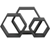 Juego de 3 estantes de pared de diseño retro gris oscuro 03_0001765