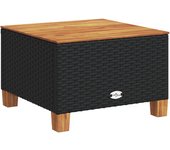 Mesa de jardín，mesa para exteriores，mesa de patio ratán pe y madera acacia negro 55x55x36 cm cfw310778