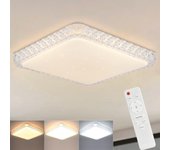 Nettlife lámpara de techo led moderna cuadrada 30cm diseño de cielo estrellado de cristal regulable con control remoto blanco pequeño para