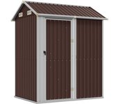 Cobertizo de jardín | caseta para herramientas de jardín | cobertizo jardín acero galvanizado marrón 192x152,5x237 cm cfw86340
