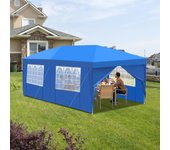 Carpa plegable para fiestas, cenador de jardín, 3 x 6 m, color azul, para exteriores, jardín y camping.