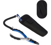 Alicates de pesca, herramienta multifuncional ligera de aluminio para quitar anzuelos con cable en espiral de seguridad y estuche de nailon
