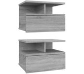Mesita de noche flotante 2 uds madera gris sonoma 40x31x27 cm