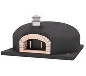 Mf - horno de leña exterior de obra modelo olympus mons (negro - 200 x 200 x 95 cm) – aislado con corcho y 3 mantas cerámicas