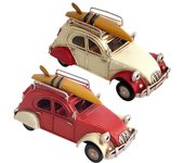 Coche vintage de metal para coleccionistas, modelo clásico rojo, ideal como regalo y decoración, vehículo de juguete