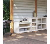 Muebles de cocina de exterior 2 piezas de madera de pino maciza blanca.