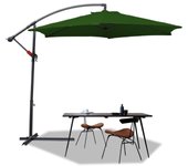 Sombrilla 300 cm con protección uv 30+ manivela plegable aluminio redonda balcón terraza jardín paraguas manivela paraguas de mercado verde