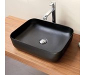 Lavabo sobre encimera rectangular en cerámica catania negro 50 x 40 cm