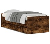 Estructura de cama de roble ahumado con cajones 90x200 cm
