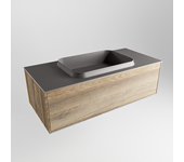 Mondiaz erin 100cm mueble de baño dark brown grey con 1 cajón. con lavabo ridge centro sin orificios dark grey