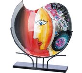 Gilde jarrón cara cloe multicolor motivo cara, vidrio, redondo, h.48 x l.45cm