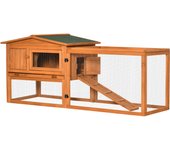 Conejera de madera exterior de 2 niveles pawhut 156x58x68 cm natural