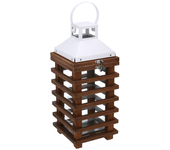 Farol rectangular de madera marrón 15,5x15h35 cm