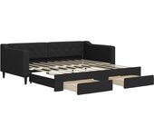 Sofá cama | cama para adultos nido con cajones tela negro 90x190 cm cfw533014