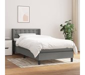Cama con somier y colchón gris oscuro 90x200 cm tela