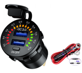 Enchufe de cargador de coche usb de carga rápida 3.0 12v/24v, enchufe de cargador rápido usb dual qc3.0, adecuado para s, motocicletas, camione
