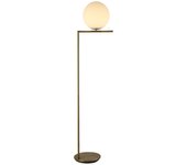 Lámpara de pie bola cristal blanca ⌀30cm metal dorado molly - e27 estilo nórdico moderno, para sala y dormitorio