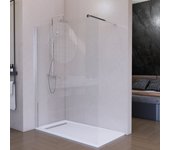 Mampara de ducha fija transparente con cristal templado 8mm antical - mampara fija con perfilería cromo 70cm (ancho) x 200cm (alto)