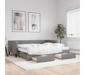 Sofá cama nido y cajones tejido gris oscuro 90x190 cm
