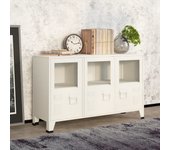 Aparador | aparador de comedor | armario de cocina industrial de metal y vidrio blanco 105x35x62 cm cfw88176