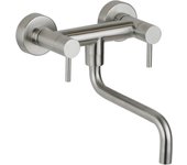 Mezclador de fregadero de cocina de acero inoxidable de pared con caño bajo regulable pollini ap5585 - acero inoxidable