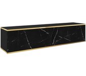 Mueble tv, negro mate / mármol negro, 135 x 30 x 32 cm, push to open
