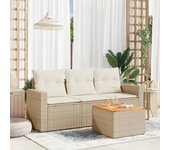 Juego de sofás jardín con cojines 4 piezas | conjunto de jardín de ocio | set de comedor de jardín ratán sintético beige cfw404944