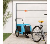Remolque de bicicleta para mascotas azul y negro