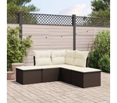 Set comedor de jardín 5 piezas | conjunto de jardín | muebles de jardín y cojines ratán sintético marrón cfw487907