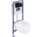 Pack inodoro suspendido sin borde villeroy et boch avento + estructura soporte viconnect pro + asiento + placa negro mate