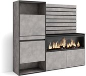 Aparador, 167x35x145cm, dormitorio, habitación, chimenea eléctrica xxl, zapatero, cemento