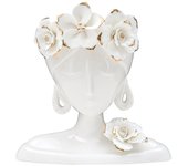 Jarrón decorativo cara 27, porcelana, blanco, epikasa