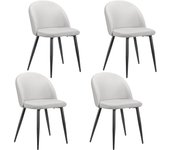 Juego de 4 sillas de comedor con tapizado de lino, diseño ergonómico, tela transpirable y estructura de metal para un máximo confort