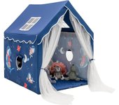 Tienda de campaña transpirable para niños con alfombra gruesa, 2 ventanas y gasa, estable casa de juegos, para 2-3 niños a partir de 12 meses (azul)