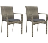 2 piezas sillas de jardín | silla de exterior | sillon jardín con cojines ratán sintético gris cfw600448