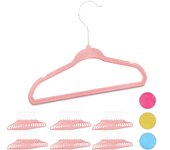 Relaxdays pack de 60 perchas infantiles antideslizantes, ganchos giratorios, plástico-terciopelo, rosa bebé