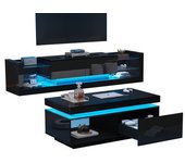 Mueble de tv, mueble de tv negro + mesa de centro negra, mueble de tv de alto brillo