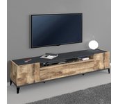 Mueble de tv 200 x 40 cm 2 compartimentos 2 cajones madera pizarra young report