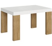 Mesa extensible 90x130/390 cm roxell mix tapa fresno blanco patas roble natural
