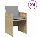 Sillones jardín con cojines 4 uds ratán sintético beige mezcla