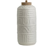 Bote ceramica blanco tapa madera