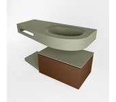 Mondiaz riva 100cm mueble bajo para con lavabo con repisa rust con 1 cajón. con lavabo dulcet derecho 1 orificio army