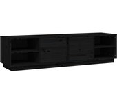 Mueble de tv de pino macizo negro 156x40x40 cm