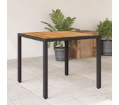 Mesa de jardín y tablero de madera de acacia negra, resina trenzada