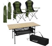 Hauki juego de muebles de camping 3pcs. mesa plegable de camping beige con 2 sillas de camping caqui