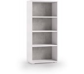 Estante para libros ddjuri, biblioteca con 3 estantes ajustables, estante para libros, unidad de pared con estantes, 60x30h130 cm, blanco y cemento