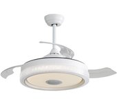 Ventilador de techo moderno invisible de 42 pulgadas, 3 aspas de abs, control remoto, motor dc reversible con luz led 32w