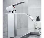 Grifo para lavabo en cascada, grifo mezclador en cascada, grifo de baño montado en cubierta de un solo orificio, grifos para lavabo, cartucho de cerám