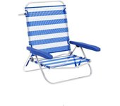 Marbueno silla plegable 5 posiciones aluminio rayas azul y blanco playa y piscina 63x76x78