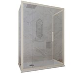 Mampara de ducha 3 lados deslizante 70x150x70 cm de pvc champán h 200 vidrio transparente mod. deco trio
